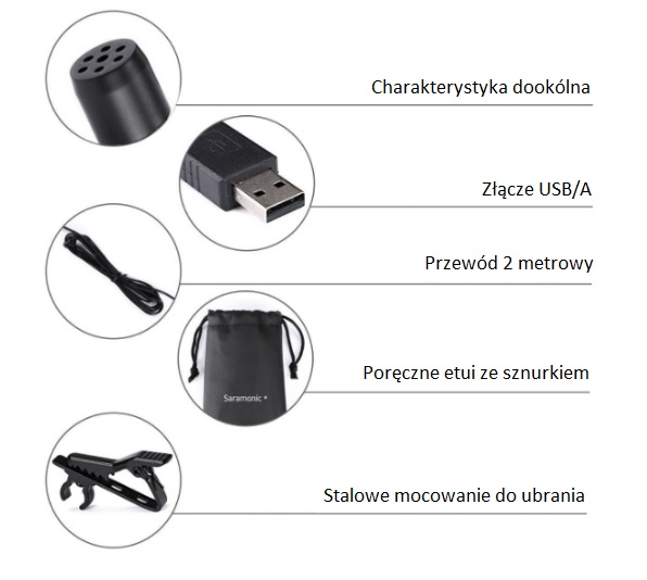 Mikrofon krawatowy Saramonic SR-ULM10 USB PC/Mac