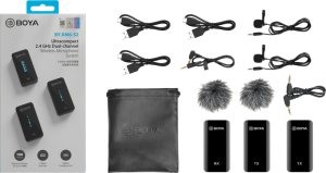 BOYA BY-XM6-S2 / Ultrakompaktowy system mikrofonów bezprzewodowych 2,4 GHz 1+2