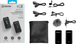 BOYA BY-XM6-S1 / Ultrakompaktowy system mikrofonów bezprzewodowych 2,4 GHz 1+1