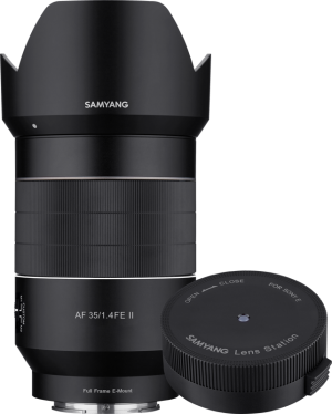 SAMYANG AF 35mm F/1.4 Sony FE II with Lens Station