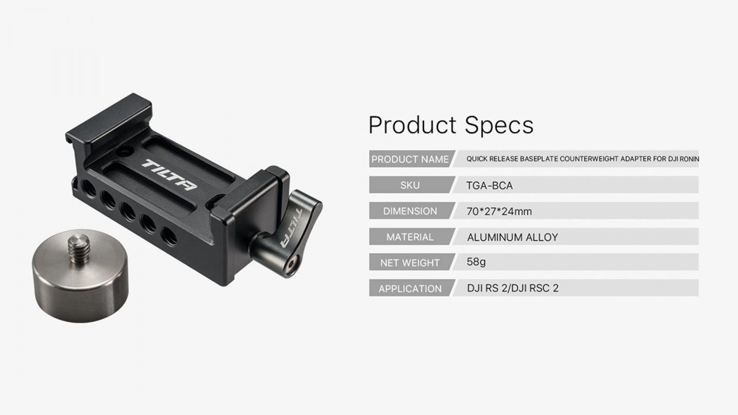 Adapter Tilta TGA-BCA Quick Release Baseplate Counterweight