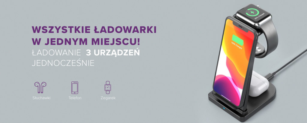 Ładowarka indukcyjna Newell induOne N-YM-UD21 do 3 urządzeń mobilnych - czarna