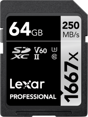 Pro 1667X Lexar SDXC UHS-II U3 (V60) R250/W120 64GB