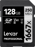Pro Lexar 1667X SDXC UHS-II U3 (V60) R250/W120 128G