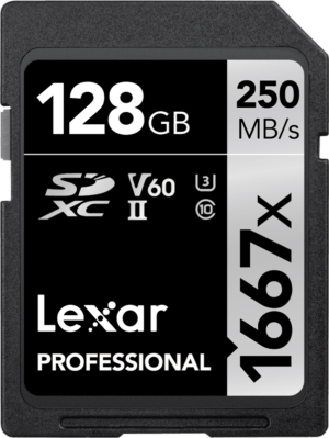 Pro Lexar 1667X SDXC UHS-II U3 (V60) R250/W120 128G