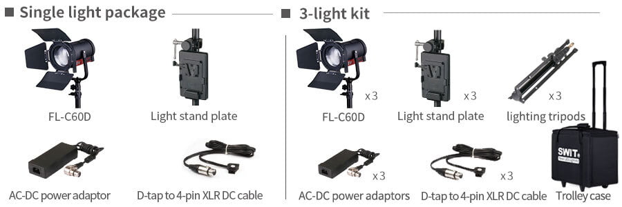 Swit FL-C60D Dwukolorowa przenośna lampa punktowa LED 60W