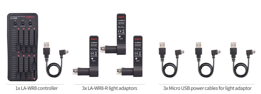 SWIT LA-WR8-KIT bezprzewodowy DMX zestaw 1TX 3RX