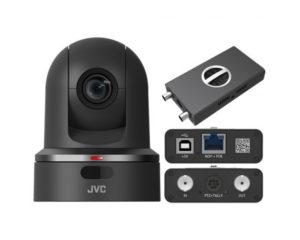 Kamera HD JVC Pan-Tilt KYPZ100BENDI Pakiet z zewnętrznym konwerterem NDI (Czarna)