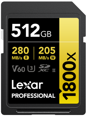 Pro Lexar 1800x SDXC U3 (V60) UHS-II R280/W205 512GB