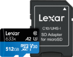 633X Lexar microSDHC/SDXC w/adap (V30) R95/W45 512GB