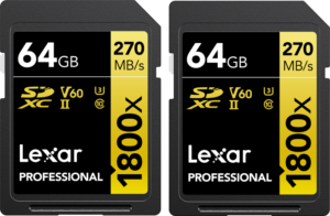 Pro 1800x Lexar SDXC U3 (V60) UHS-II R270/W180 64GB - 2pack