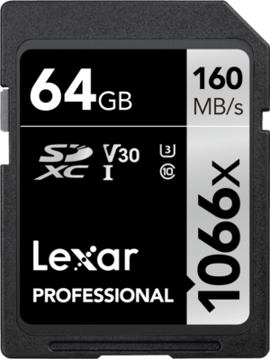 Pro 1066x Lexar SDXC U3 (V30) UHS-I R160/W70 64GB