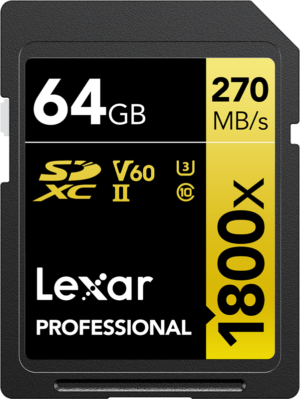 Pro 1800x Lexar SDXC U3 (V60) UHS-II R270/W180 64GB