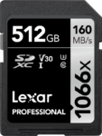 Pro 1066x Lexar SDXC U3 (V30) UHS-I R160/W120 512GB