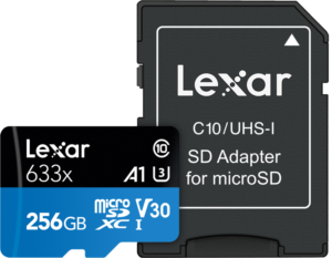 633X Lexar microSDHC/SDXC w/adap (V30) R95/W45 256GB