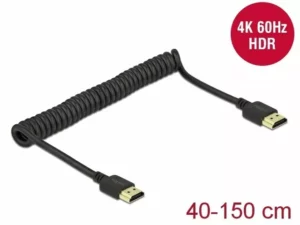 Kabel Delock HDMI M/M v2.0 0.4m - 1.5m spirala czarny