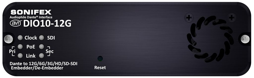 SONIFEX Dante AVN-DIO10-12G do 12G/6G/3G/HD/SD-SDI Embedder/De-Embedder