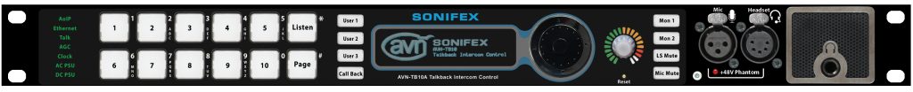 SONIFEX AVN-TB10AR 10-przyciskowy zaawansowany interkom talkback, portal AoIP