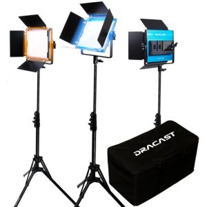 Dracast X Series LED500 Bi-Color LED Zestaw 3 Lamp z Nylonową Wyściełaną Torbą Transportową