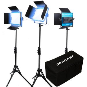 Dracast X Series LED500 Daylight LED Zestaw 3 Lamp z Nylonowym, Wyściełanym Etui Podróżnym