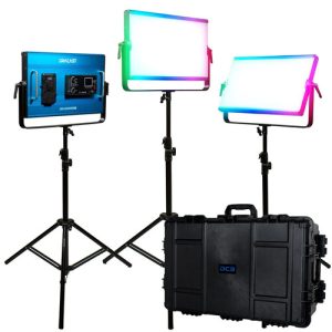 Dracast X Series LED2000 RGB i Bi-Color Zestaw 3 Lamp z walizką transportową wykonaną metodą wtryskową