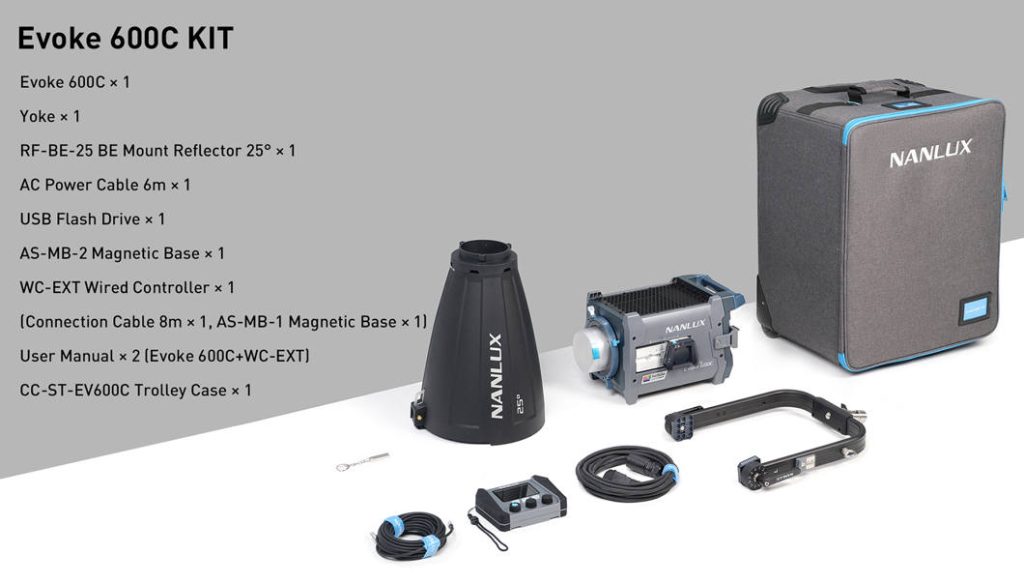 Nanlite Evoke 600C pełnokolorowa lampa punktowa LED z walizką na kółkach