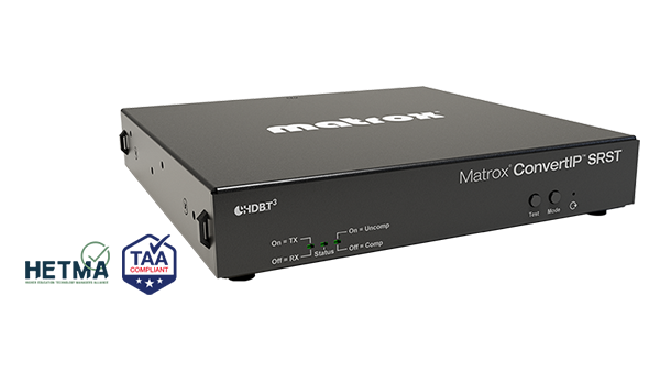 ConvertIP SRST SMPTE 2110 and IPMX to HDBaseT encoder/decoder
