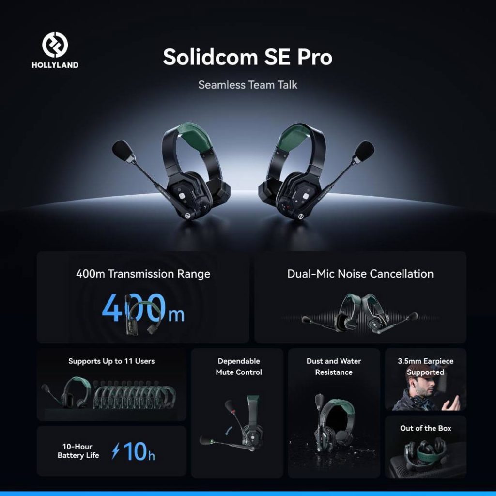 Hollyland Solidcom SE Pro – 5-osobowy zestaw interkomowy z redukcją hałasu