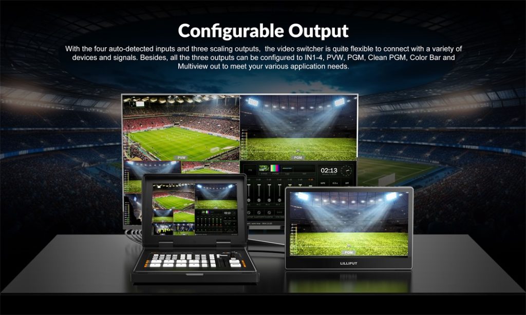 AVMATRIX Shark H4 PLUS - 4-Channel HDMI Video Switcher with 10.1" IPS Display