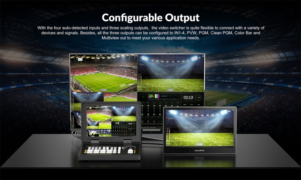 AVMATRIX Shark S4 PLUS - 4-Channel SDI/HDMI Video Switcher with 10.1" IPS Display