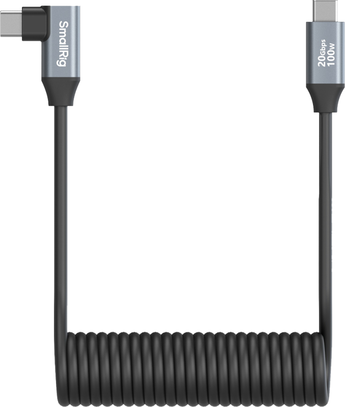 4792 SmallRig USB-C Straight to USB-C Angled Coiled Data Cable