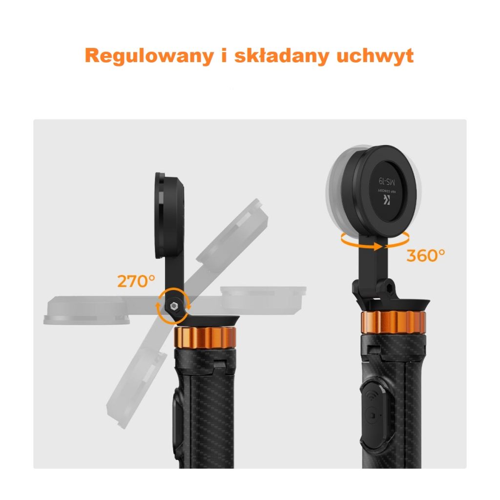 Statyw do telefonu MS-19 K&F Concept (162cm) z mocowaniem magnetycznym i funkcją Selfie Stick (KF09.139)