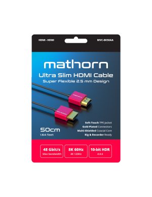 Mathorn Ultra Slim Kabel wideo 2.5mm HDMI do HDMI 2.1 8K60 50cm