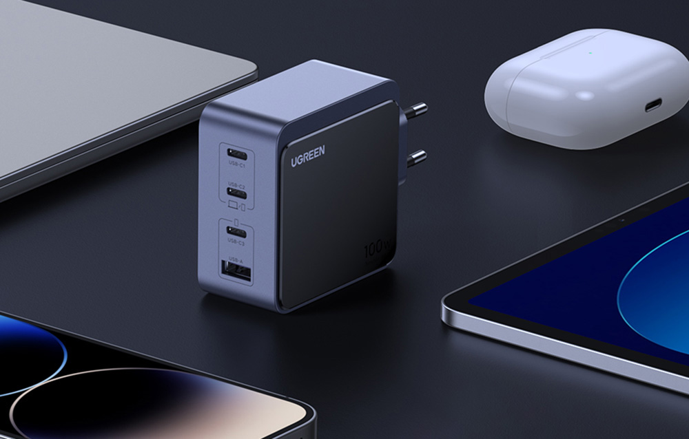 UGREEN Ładowarka sieciowa UGREEN Nexode S 100W 3xUSB-C USB (szara)