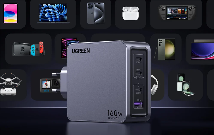 UGREEN Ładowarka sieciowa UGREEN Nexode Pro 160W (szara)