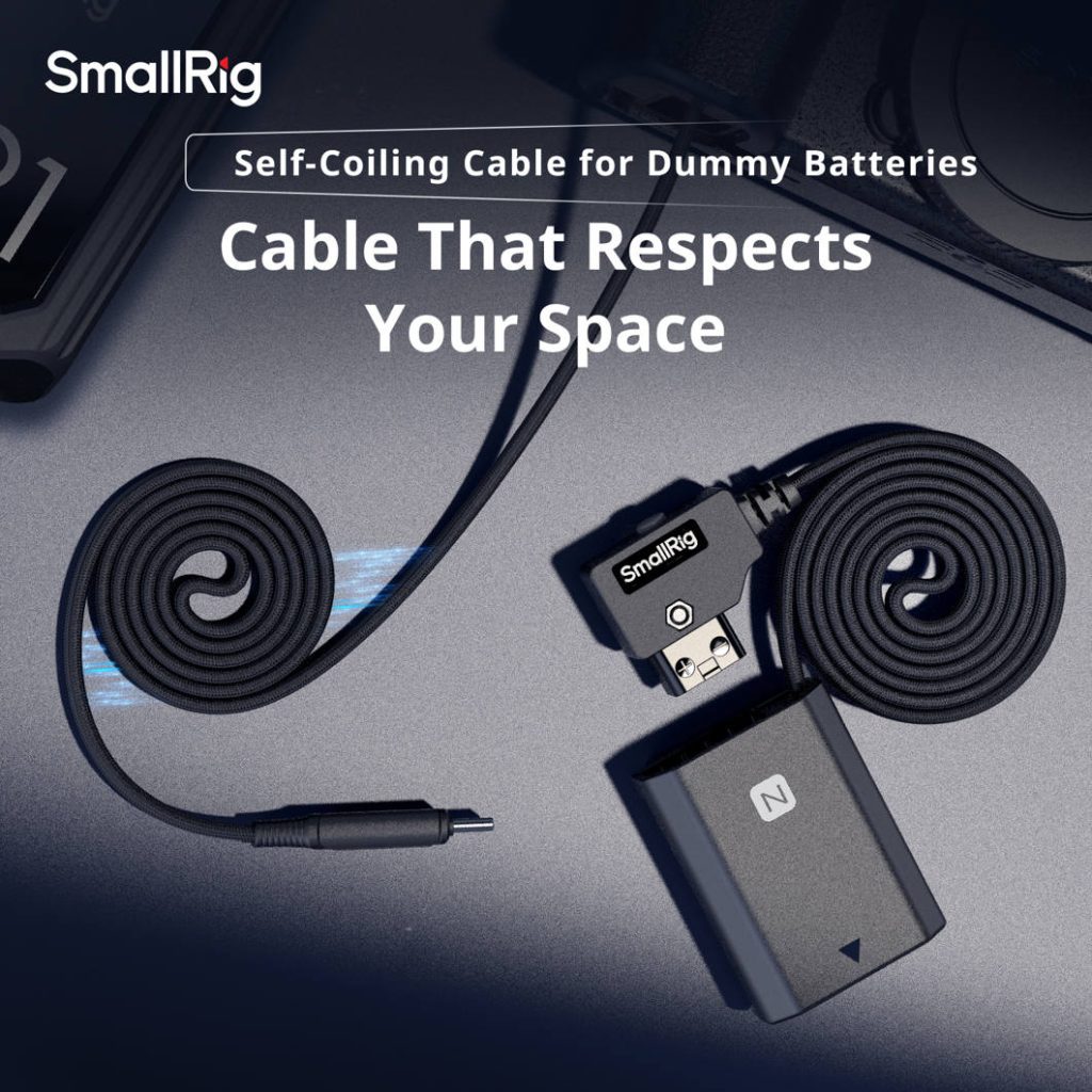 6414 SmallRig Attachable Self-Coiling Dummy Battery Power Cable USB-C for LP-E6P