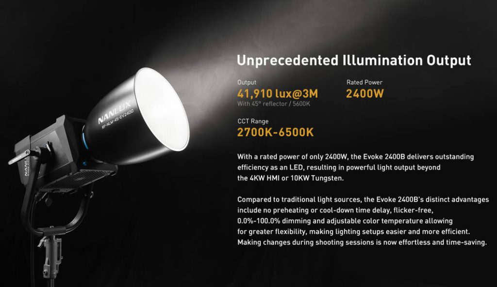 Nanlux Evoke 2400B Spot Light in Flight Case with 45° Reflector