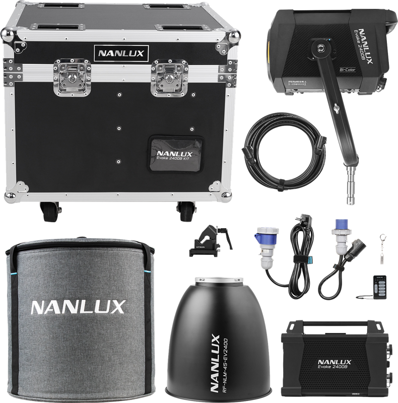 Nanlux Evoke 2400B Spot Light in Flight Case with 45° Reflector in soft bag