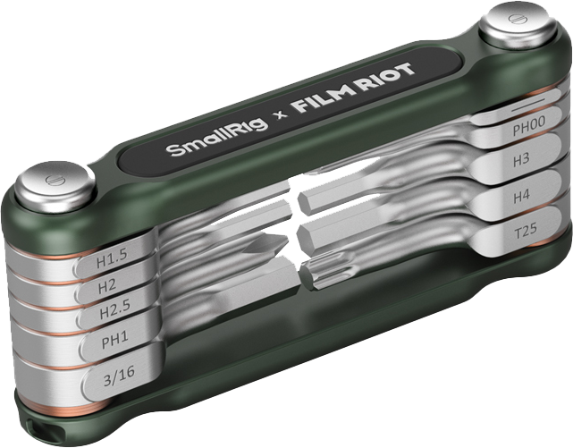 4814 SmallRig x FILM RIOT 10-in-1 Folding Wrench Set with Multiple Angle Positioning Green