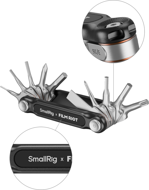 4814 SmallRig x FILM RIOT 10-in-1 Folding Wrench Set with Multiple Angle Positioning Green