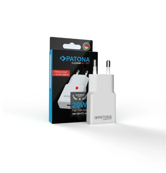 PATONA Platinum Ładowarka płaska GaN PD20W Biała